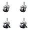Service Caster Low Profile Thermo 2'' Dual Wheel 1/2'' Threaded Stem Caster Set with 2 Brakes, 4PK SCC-DWTS04S21316-TPRS-121315-2-SLB-2 - alternate 1